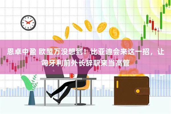 恩卓中盈 欧盟万没想到！比亚迪会来这一招，让匈牙利前外长辞职来当高管