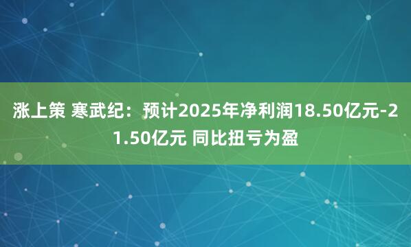 涨上策 寒武纪：预计2025年净利润18.50亿元-21.50亿元 同比扭亏为盈