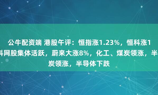 公牛配资端 港股午评：恒指涨1.23%，恒科涨1.07%；科网股集体活跃，蔚来大涨8%，化工、煤炭领涨，半导体下跌